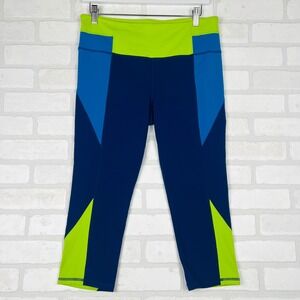 Athleta Blue Color Block Capri Activewear Workout Leggings‎ Women's Size L